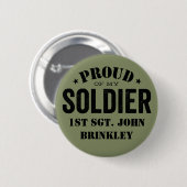 Olive Green Proud meiner Armee SOLDIER mit Namen Button (Vorne & Hinten)
