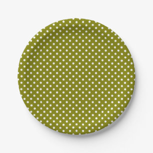 Olive-Green-Punkt-Musterpapiere Teller