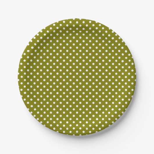 Olive-Green-Punkt-Musterpapiere Teller (Vorderseite)