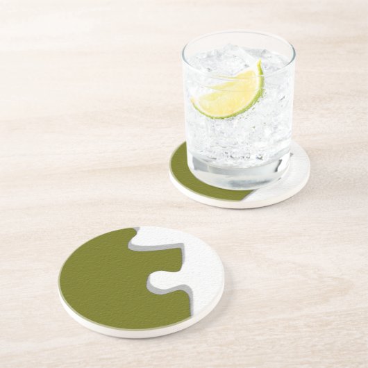 Olive Green Puzzle Coaster Getränkeuntersetzer (Seite)