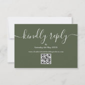Olive Green QR Code Elegant Script Kindly Antwort (Vorderseite)
