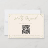Olive Green QR Code Hand Written Drawn Wedding RSVP Karte (Vorderseite)