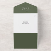 Olive Green QR Code Minimalistisch Wedding All In One Einladung (Außenbereich)