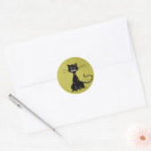 Olive Green Ragged Evil Black Cat Runder Aufkleber (Umschlag)