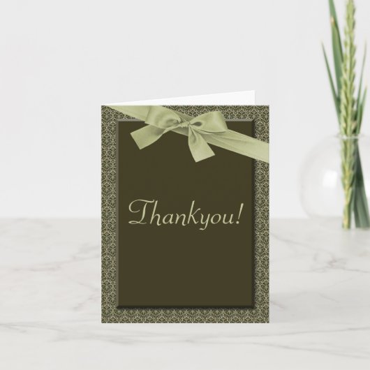 Olive Green Ribbon - Dankeskarten Dankeskarte (Vorderseite)