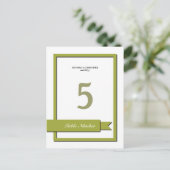 Olive Green Ribbon Tischnummer (Stehend Vorderseite)