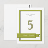 Olive Green Ribbon Tischnummer (Vorne/Hinten)