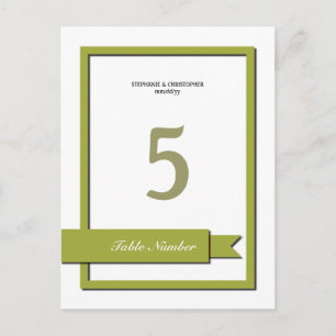 Olive Green Ribbon Tischnummer