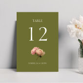 Olive Green | Rose Wedding Tischnummer Card