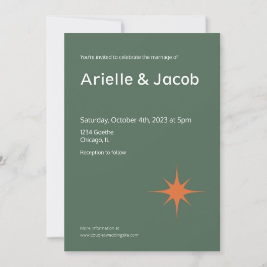 Olive Green, Rust & Pink Mitte Jahrhundert Moderne Einladung (Vorderseite)