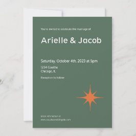 Olive Green, Rust & Pink Mitte Jahrhundert Moderne Einladung