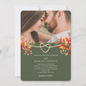 Olive Green Rustic Fall Foto Hochzeit Einladung (Vorderseite)