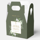 Olive Green Rustic Floral First Heilige Kommune Geschenkschachtel (Geöffnet)