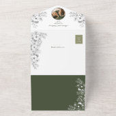 Olive Green Sage Blues Foto Hochzeit All In One Einladung (Außenbereich)