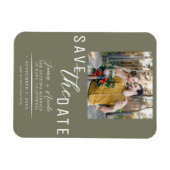 Olive Green Save the Date Foto Wedding Magnet (Horizontal)