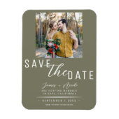 Olive Green Save the Date Foto Wedding Magnet (Vertikal)