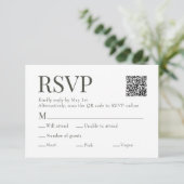 Olive Green Scan QR Code Meal Choice Hochzeit RSVP Karte (Stehend Vorderseite)
