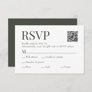 Olive Green Scan QR Code Meal Choice Hochzeit RSVP Karte