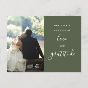 Olive Green Script Foto Wedding Vielen Dank Postkarte