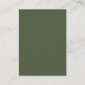 Olive Green Script Wedding Danke Platzkarte (Rückseite)