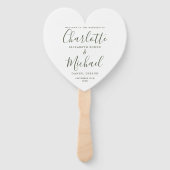 Olive Green Script Wedding Program Heart Fächer (Vorderseite)