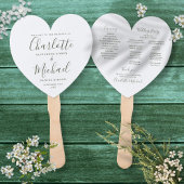 Olive Green Script Wedding Program Heart Fächer
