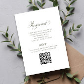 Olive Green Script Wedding RSVP QR Code Card Begleitkarte