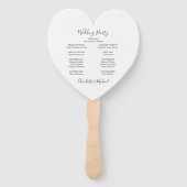 Olive Green Script Wedding Zeremonie Herz Fächer (Rückseite)