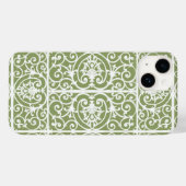 Olive Green Scrollings Muster Case-Mate iPhone Hülle (Rückseite (Horizontal))