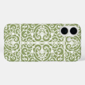 Olive Green Scrollings Muster Case-Mate iPhone Hülle (Rückseite (Horizontal))