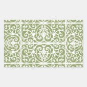 Olive Green Scrollings Muster Rechteckiger Aufkleber (Vorderseite)