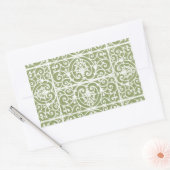 Olive Green Scrollings Muster Rechteckiger Aufkleber (Umschlag)