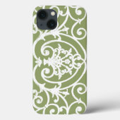 Olive green scrollwork muster Case-Mate iPhone ca. Hülle (Rückseite)