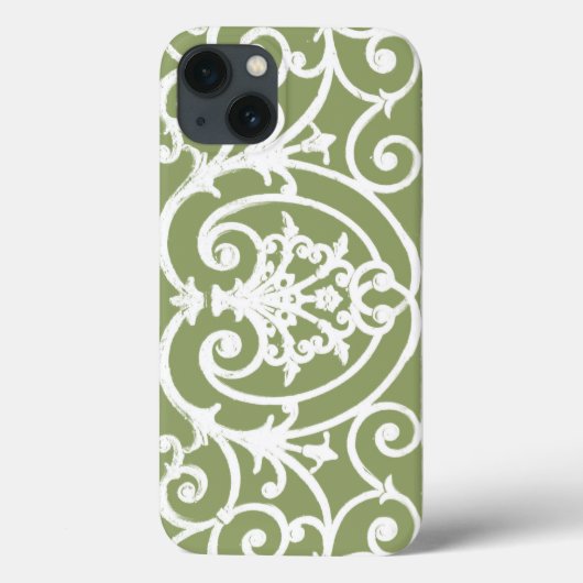 Olive green scrollwork muster Case-Mate iPhone ca. Hülle (Rückseite)