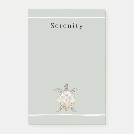 Olive Green Sea Turtle Personalized  Post-it Klebezettel (Vorderseite)