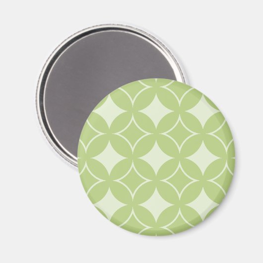Olive Green Shippo Muster Magnet (Vorderseite/Rückseite)