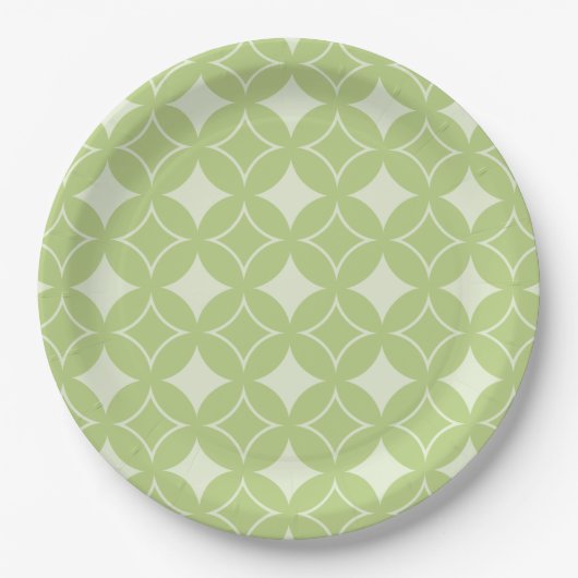 Olive Green Shippo Muster Pappteller (Vorderseite)