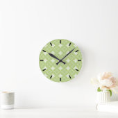 Olive Green Shippo Muster Runde Wanduhr (Zuhause)