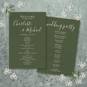 Olive Green Signature Script-Hochzeitsprogramm