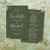 Olive Green Signature Script-Hochzeitsprogramm