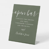 Olive Green Signature Script Open Bar Sockelschild (Vorderseite)