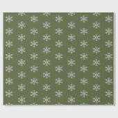 Olive Green Silver Glitzer Schneeflocken Geschenkpapier (Flach)
