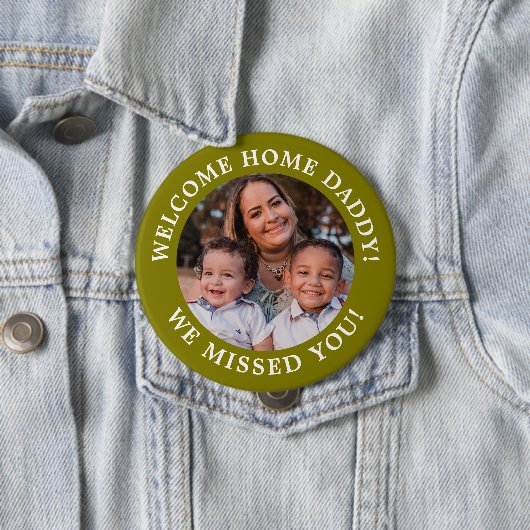 Olive Green Simple Message Arted Text and Foto Button (Beispiel)