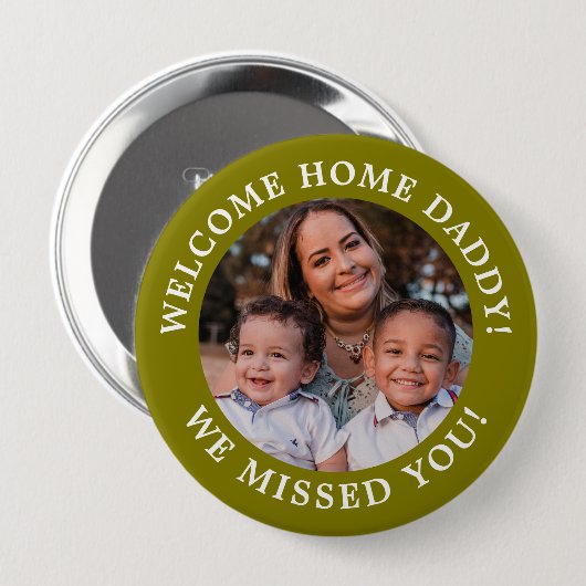 Olive Green Simple Message Arted Text and Foto Button (Vorne & Hinten)