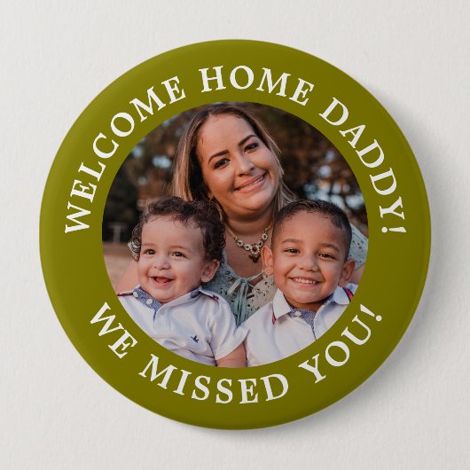 Olive Green Simple Message Arted Text and Foto Button (Vorderseite)