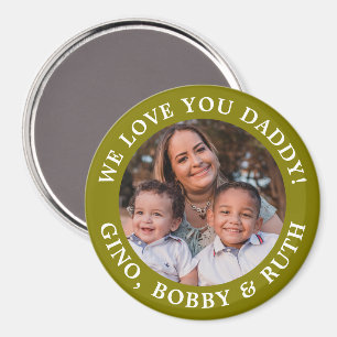Olive Green Simple Message Arted Text and Foto Magnet