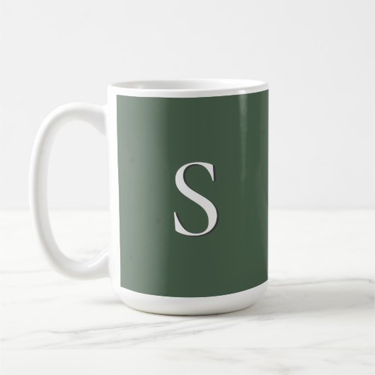 Olive Green Simple Modern Minimalistisch Mit Monog Kaffeetasse (Links)
