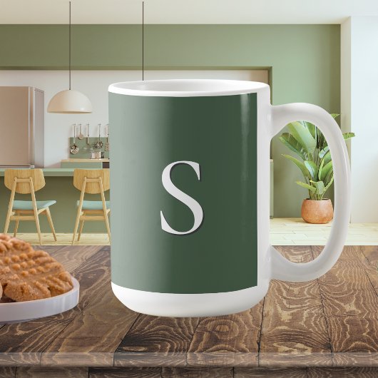 Olive Green Simple Modern Minimalistisch Mit Monog Kaffeetasse
