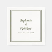 Olive Green Simple Modern Minimalistisch Wedding Serviette (Vorderseite)