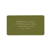 Olive Green | Simple Wedding Address Adressaufkleber (Vorne)